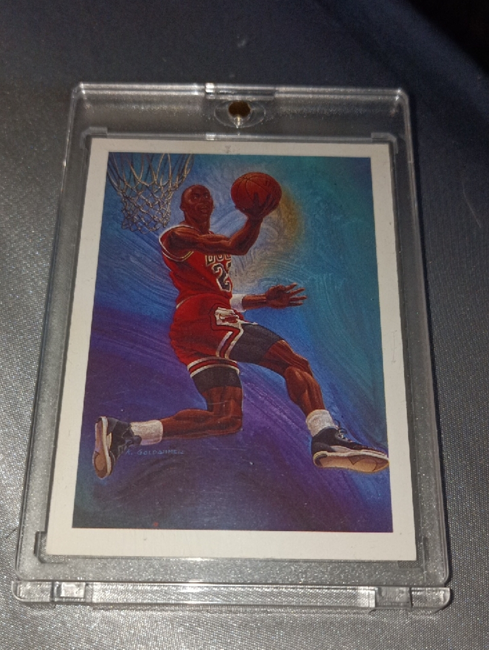 1990 Michael Jordan Basketball Art Card - Red Jersey #358 .